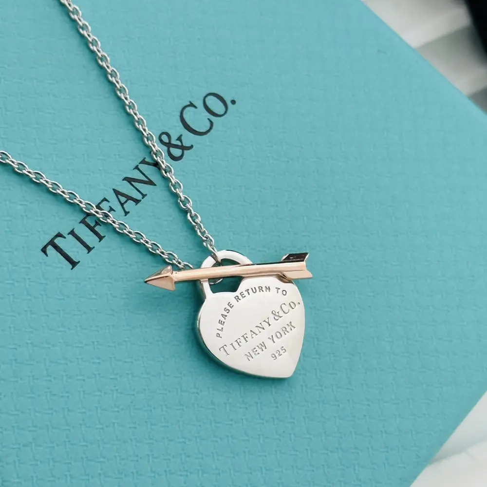 Tiffany new style heart-piercing arrow heart necklace