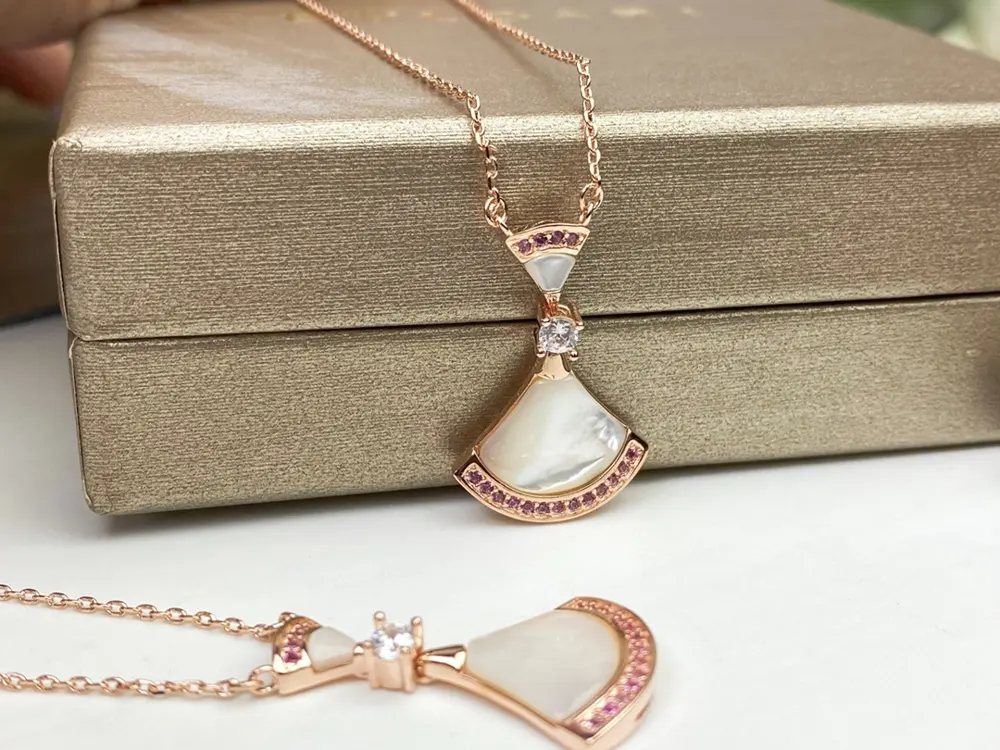 Bvlgari Shell Skirt Necklace Pink Diamond White Mother-of-Pearl Skirt Necklace
