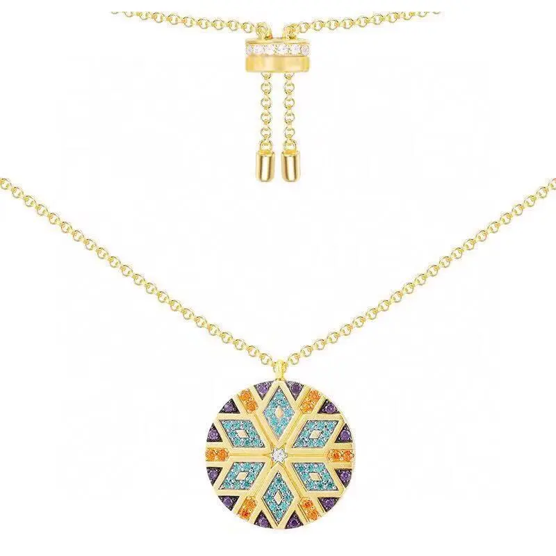 Apm monaco colorful snowflake geometric necklace