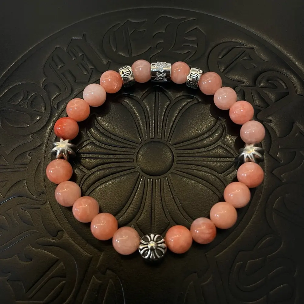 Chrome Hearts Classic Retro Multi-element Rose Quartz Bracelet