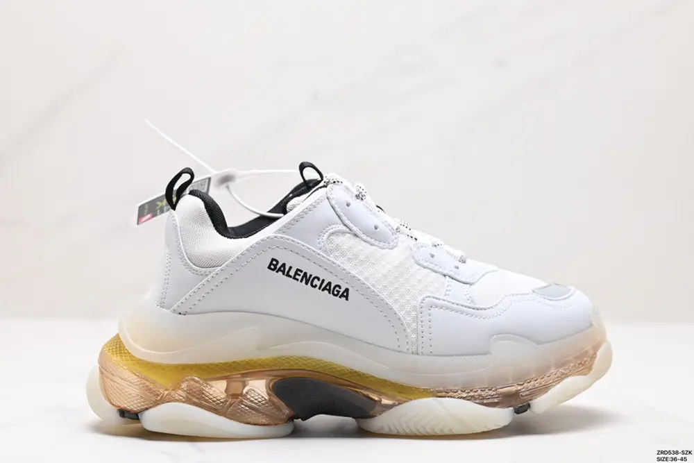 Balenciaga Triple S Clear Sole polyester fabric leather shock-absorbing non-slip Shoes 544351