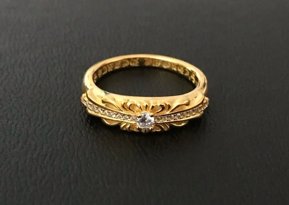 Chrome Hearts classic yellow gold diamond ring