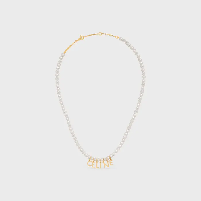 Celine pearl letter necklace