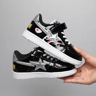 BAPE shark letter shiny Velcro children’s sports shoes