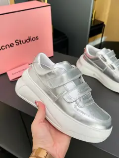 Acne Studios smiley face Velcro white shoes
