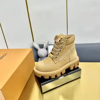 Louis Vuitton autumn and winter CHECKER series thick-soled short boots Martin boots