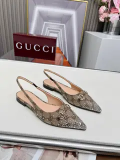 Gucci Double G fabric hot stamping shiny diamond sandals