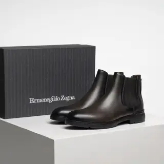 ZEGNA Hand-polished leather CORTINA Chelsea boots