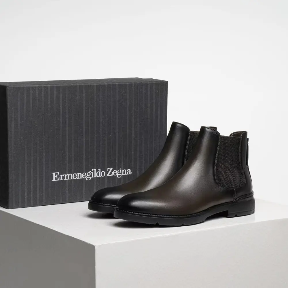 ZEGNA Hand-polished leather CORTINA Chelsea boots