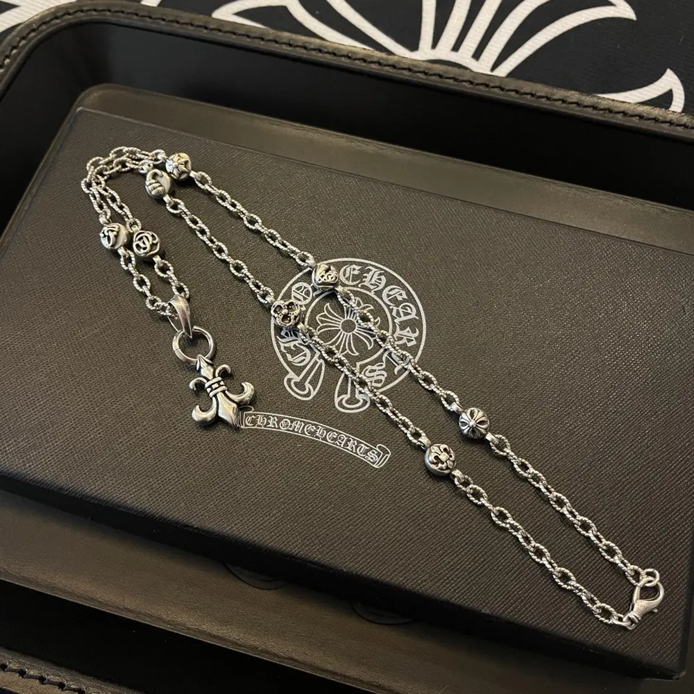 Chrome Hearts Classic Retro Multi-element Twisted Necklace Cross Heart Pendant