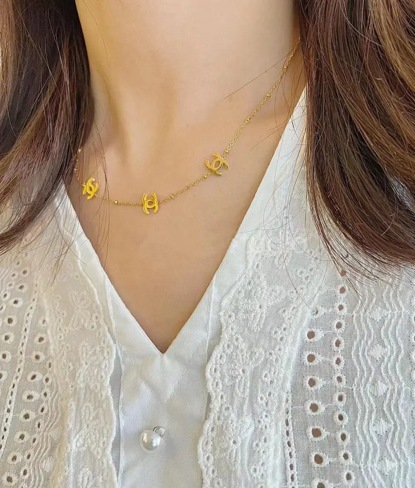 Chanel Double C thick gold necklace