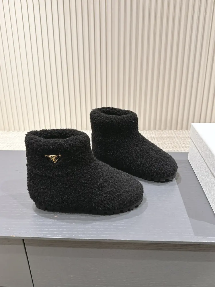 Prada 2024ss autumn and winter new straight snow boots wool short boots