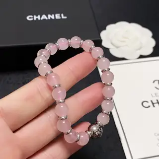 Chanel Double C Premium Natural Pink Crystal Bracelet