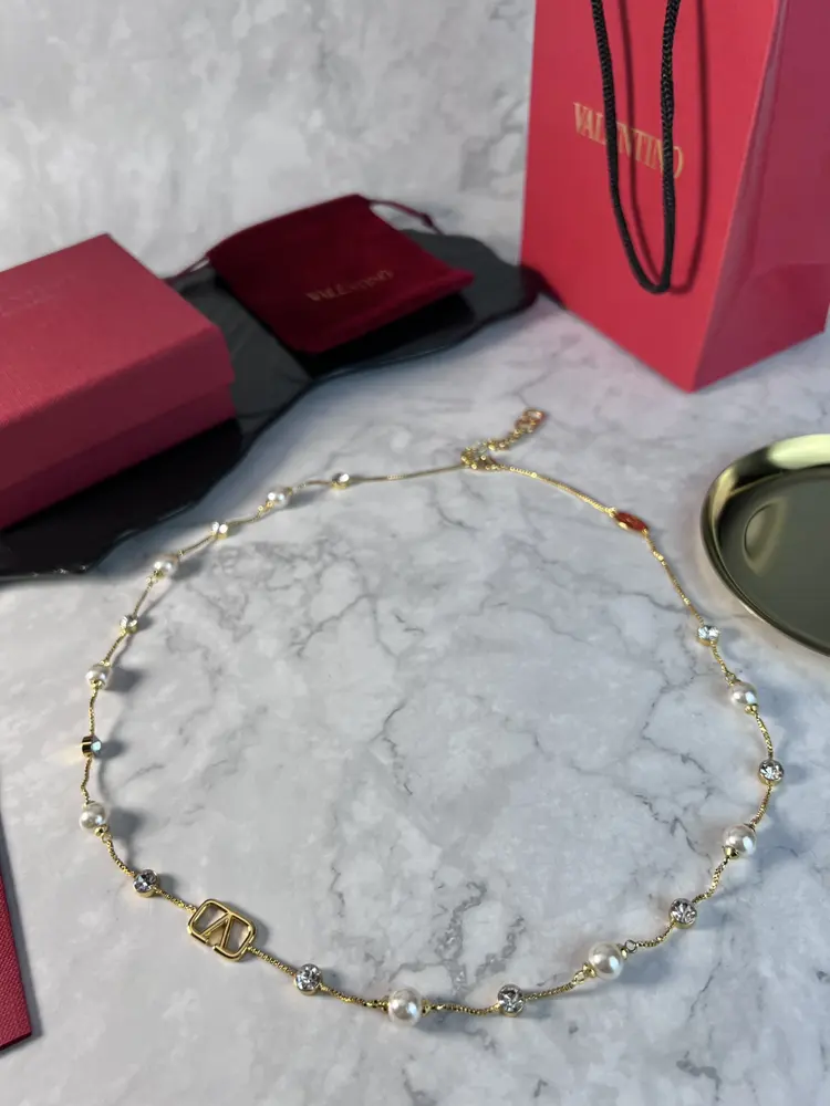 Valentino pearl and crystal necklace