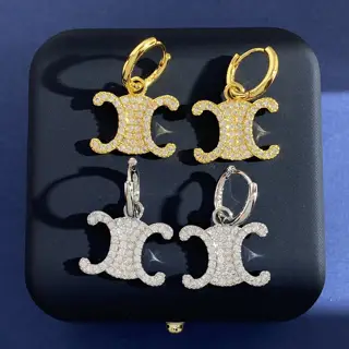 Celine light luxury diamond Arc de Triomphe earrings
