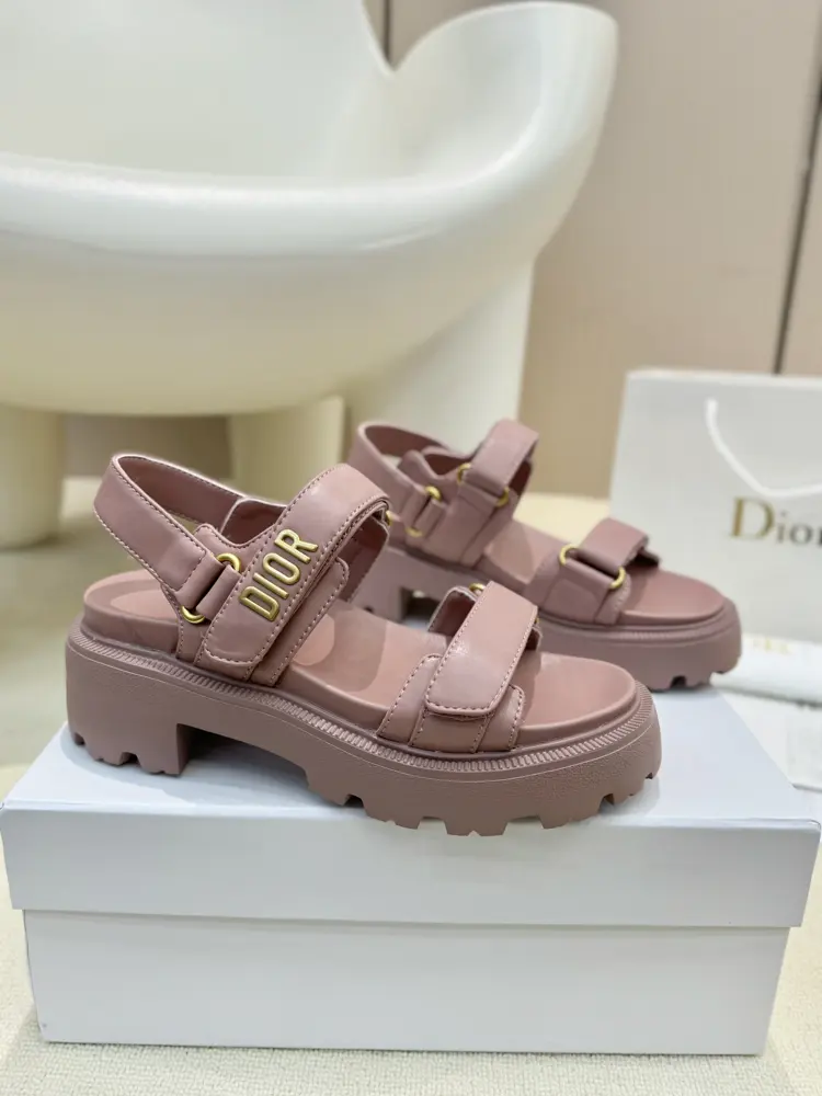 Dior Dioract Velcro Thick-soled Casual Women’s Shoes CD Letter Logo Metal Buckle Open-toed