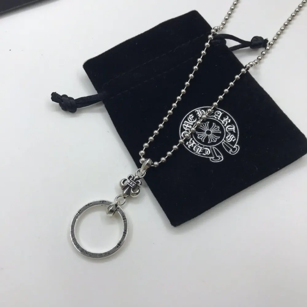 Chrome Hearts Scout Flower Ring Pendant Necklace Thai Silver Retro Style