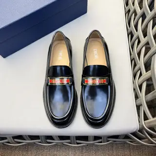 Dior formal leather loafers | Crafted from smooth black cowhide | Dior Oblique logo on the