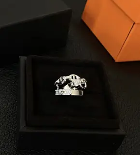 Ring Hot Hermes belt buckle pig nose Cross three-layer ring Exclusively imported sub-gold