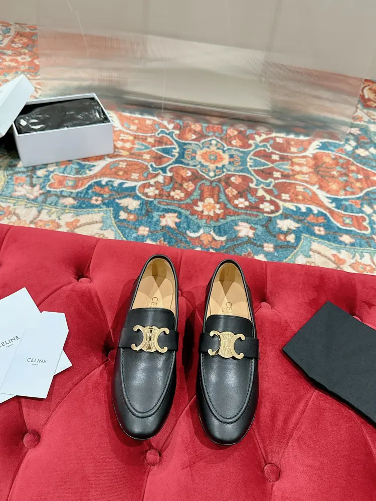 Celine Loafers Caesar Buckle Series Casual Leather Shoes