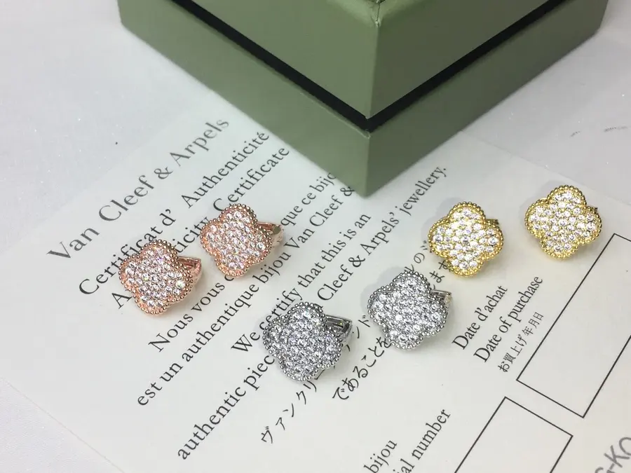 Van Cleef & Arpels diamond four-leaf clover earrings