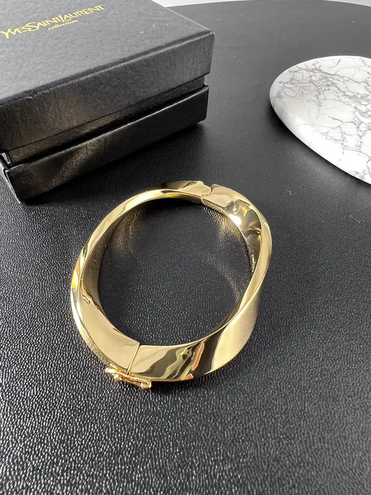 Yves Saint Laurent metal oval irregular geometric design bracelet