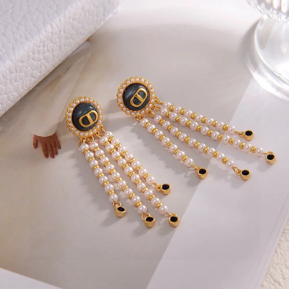 Dior pearl tassel earrings