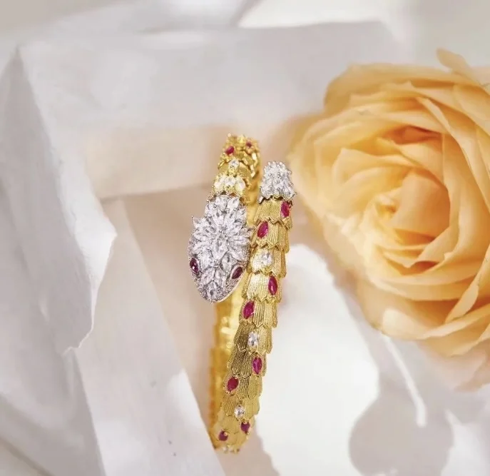 Bvlgari The wide red corundum snake bracelet captures the charm