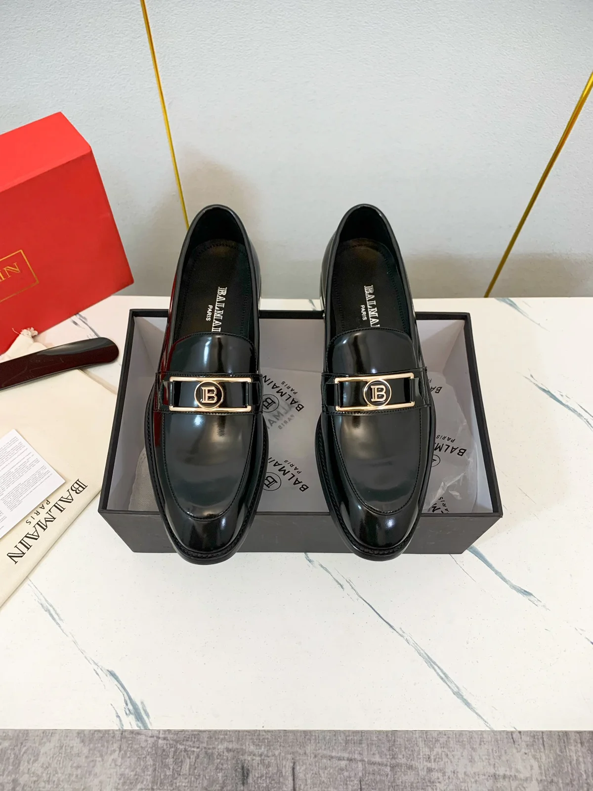 Balmain new men’s leather sole business casual shoes