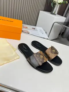 Louis Vuitton flat sandals with Monogram and Monogram Reverse canvas