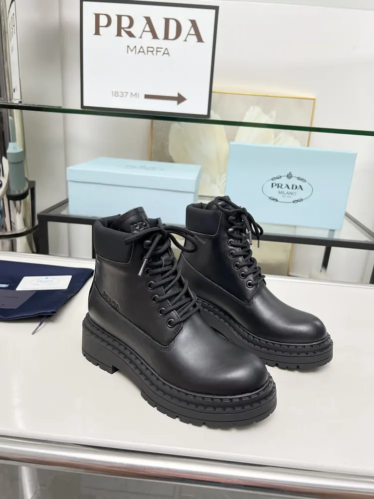Prada platform thick sole pocket triangle logo Boots