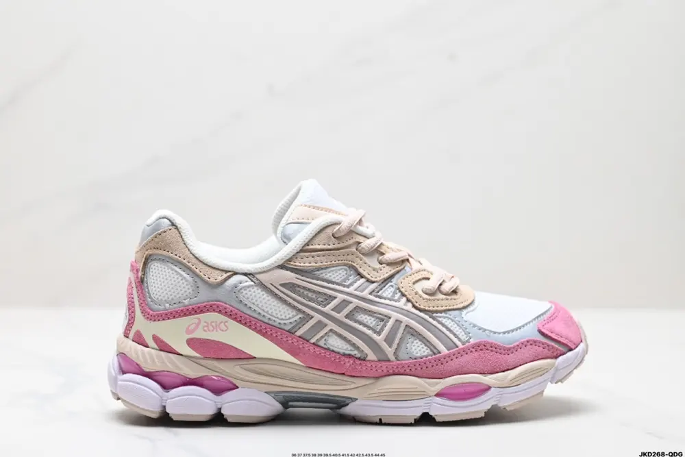 ASICS GEL-NYC 2055 breathable mesh upper with some synthetic leather material. Adopts new 1201A789-020