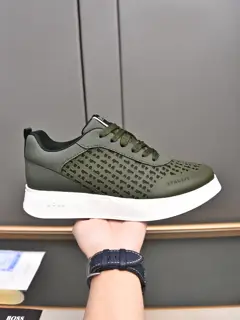 BOSS upper with embossed imported calfskin + comfortable breathable mesh lining