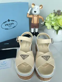 Prada pig cage shoes serrated Roman woven thick-soled rubber sandals Retro