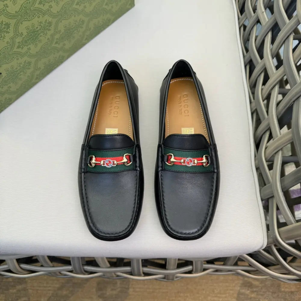 Gucci Loafers|Top quality|Original Double G embossed cowhide fabric|Inner lining and