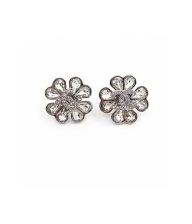 Chanel silver diamond five-pointed star earrings