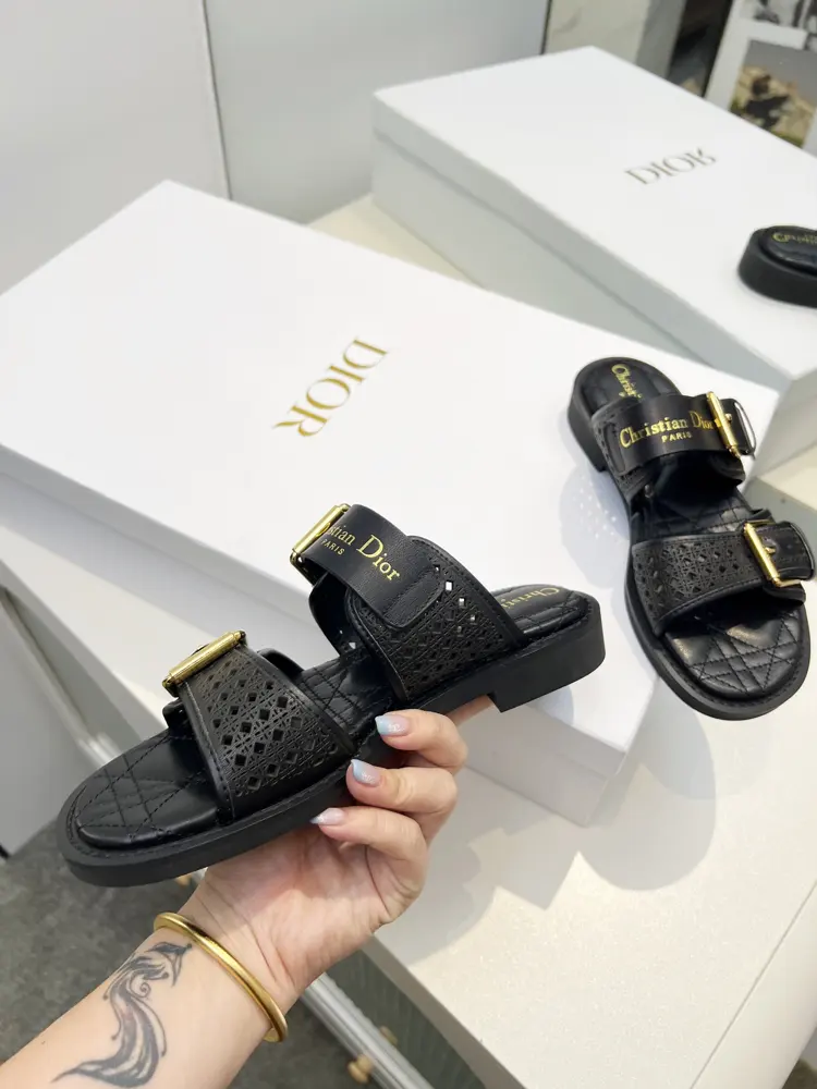 Dior D-Avenue Sandals with Openwork Cannage Pattern