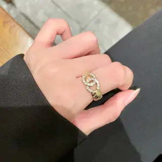 Chanel Double C diamond-studded ring