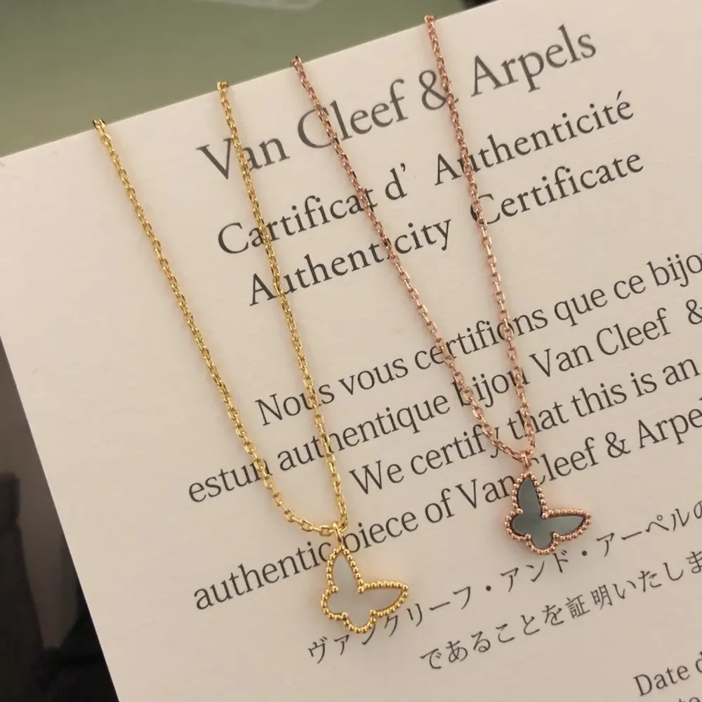 Van Cleef & Arpels White Mother-of-Pearl Mini Butterfly Necklace