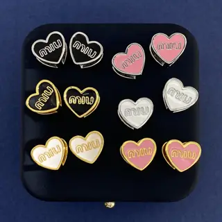 miumiu fashionable and versatile sweet and exquisite double-sided love heart shape one side