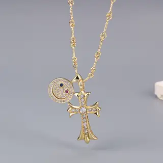 Chrome Hearts Smiley Cross Necklace