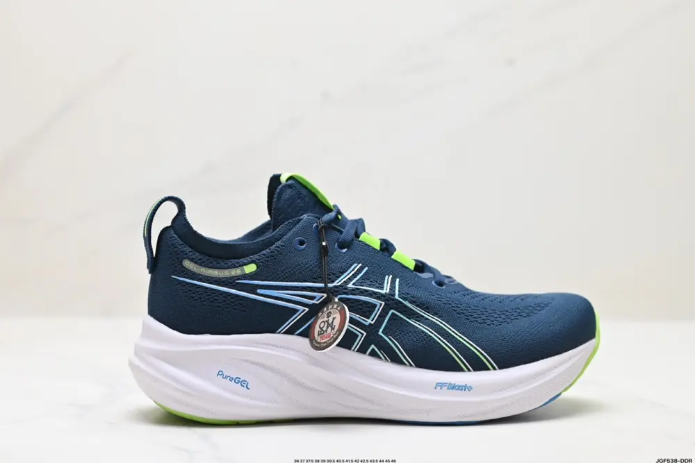 Asics GEL-NIMBUS 26 stable running shoes have a double-layer jacquard mesh design on the 1011B794-400