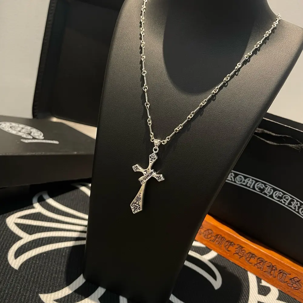 Chrome Hearts Classic Vintage Bamboo Necklace Cross Pendant