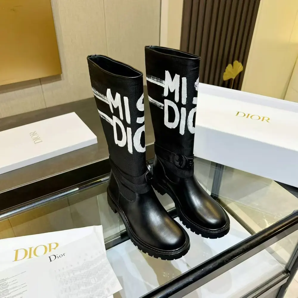 Dior-Major Graffiti Biker Boots Handsome boots with distinctive design elements for a