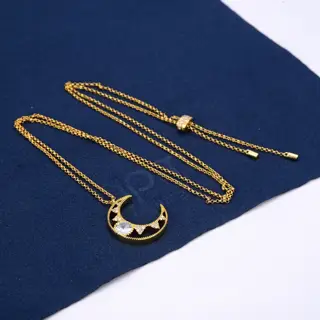Apm monaco new dreamy star and moon hollow necklace clavicle pendant light luxury sweet