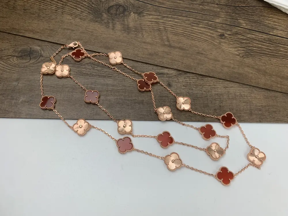 Van Cleef & Arpels 20-flower clover laser long necklace