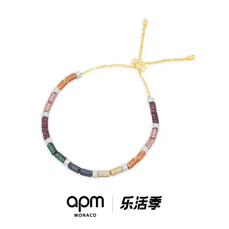 Apm monaco new rainbow colored diamond micro-inlaid bracelet