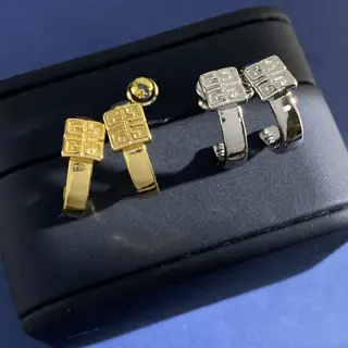 Givenchy geometric square metal polished C-shaped earrings