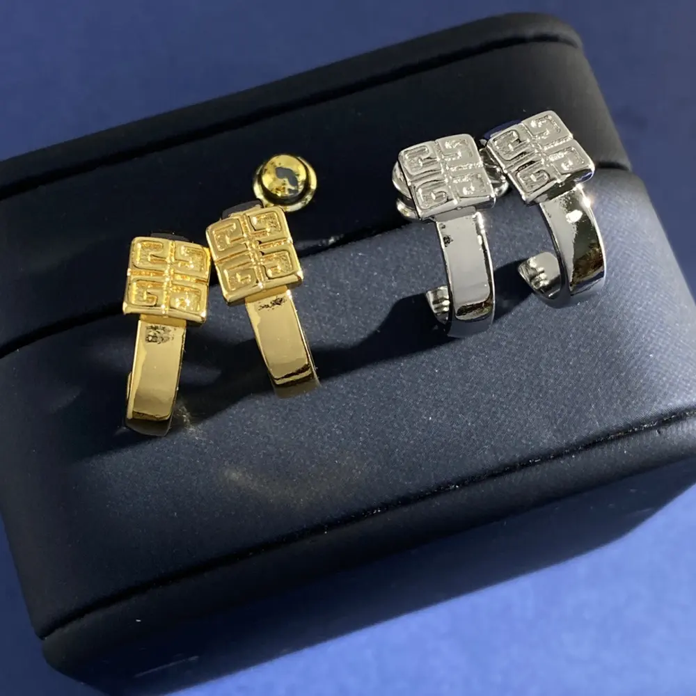 Givenchy geometric square metal polished C-shaped earrings