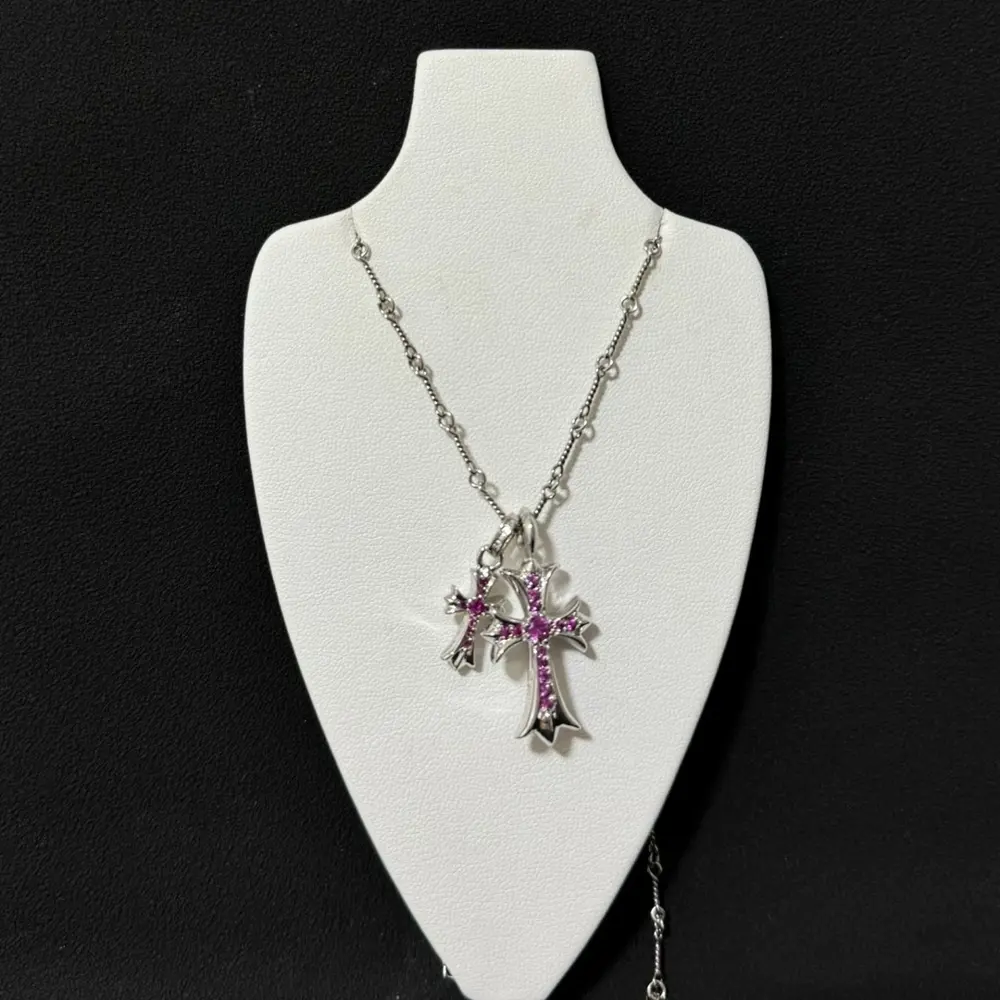 Chrome Hearts classic necklace with diamond cross pendant